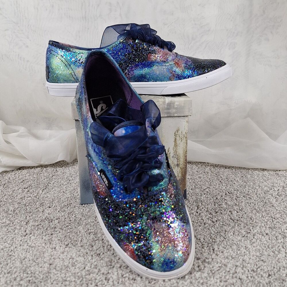7.5 Women's Glitter Galaxy VANS Celestial Art You Wear Teacher Style Sneakers
